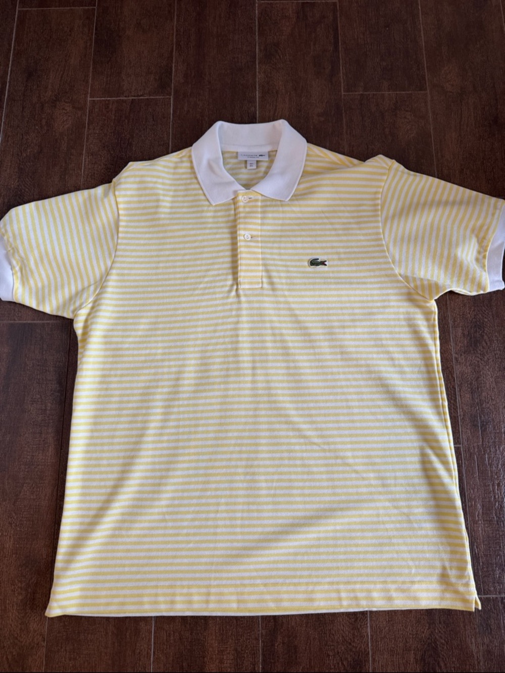 Lacoste Yellow & White Striped Polo